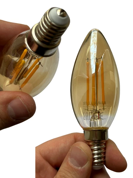 Sylvania 4,5W (37W) 2500K (Sarı Işık) E14 Duylu Eski Tip Görünümlü Led Ampul (10 Adet) - Resim 5