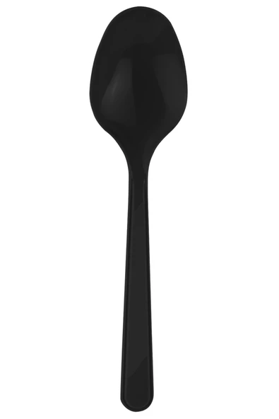 Plastik Siyah Kaşık - Parti Davet Piknik Çorba Yemek Kaşığı - 18 Cm. - 100'lü Paket - Resim 2