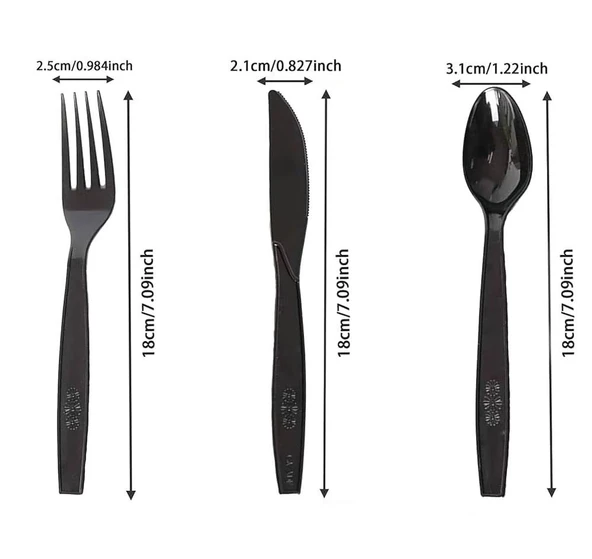 Plastik Siyah Kaşık - Parti Davet Piknik Çorba Yemek Kaşığı - 18 Cm. - 100'lü Paket - Resim 4