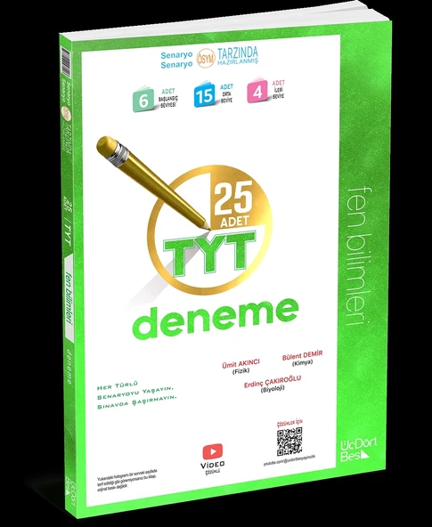 ÜçDörtBeş Yayınları TYT Fen Bilimleri 25 Deneme Yeni