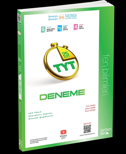 ÜçDörtBeş Yayınları TYT Fen Bilimleri 25 Deneme 2026 Yeni ürün görseli