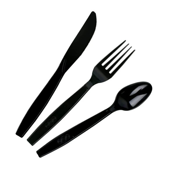 Plastik Siyah Kaşık - Parti Davet Piknik Çorba Yemek Kaşığı - 18 Cm. - 100'lü 5 Paket - Resim 5