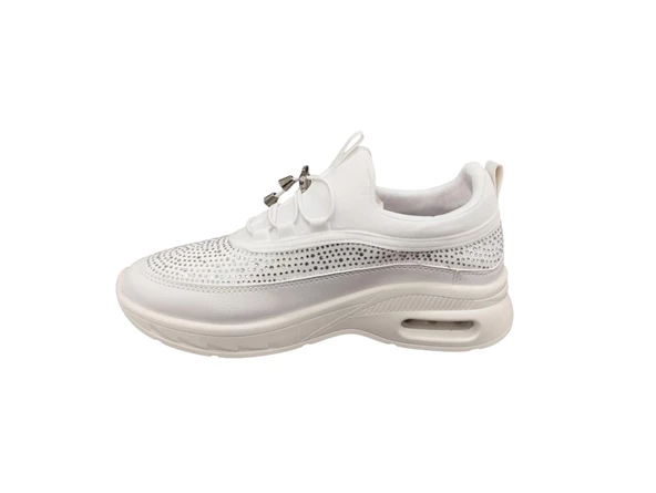 ROW Hava Taban Ortopedik Parlak Taşlı Lastik Bağcıklı Günlük Kadın Sneaker Spor Ayakkabı - 2