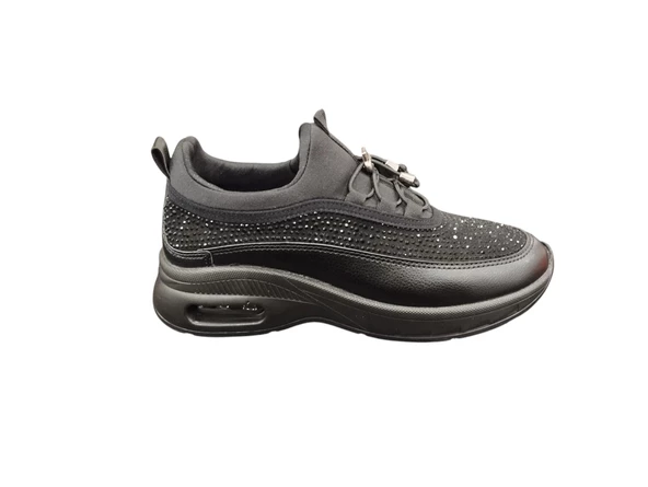 ROW Hava Taban Ortopedik Parlak Taşlı Lastik Bağcıklı Günlük Kadın Sneaker Spor Ayakkabı - 5