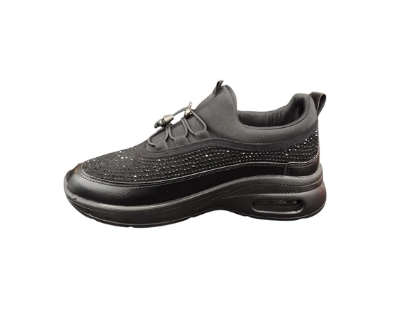 ROW Hava Taban Ortopedik Parlak Taşlı Lastik Bağcıklı Günlük Kadın Sneaker Spor Ayakkabı - 6