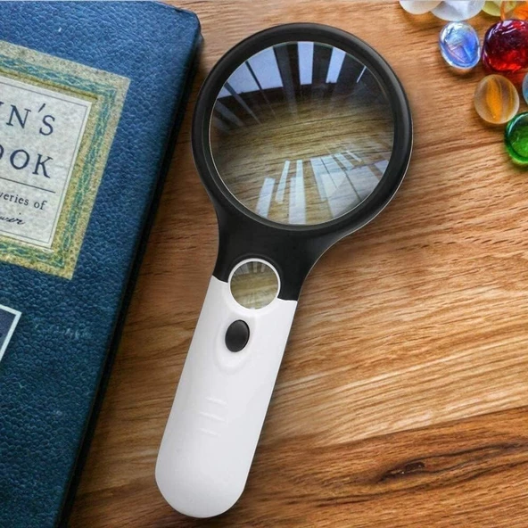 Işıklı Büyüteç El Tipi Lup 3X/45X Yakınlaştırma 75 mm - 2