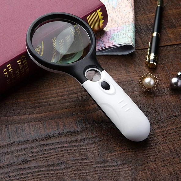 Işıklı Büyüteç El Tipi Lup 3X/45X Yakınlaştırma 75 mm - 3