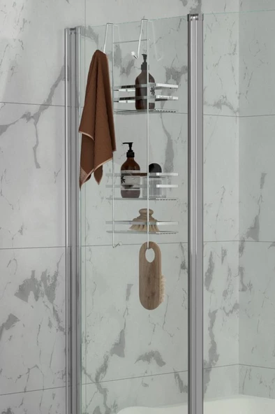 Geseus Üç Katlı Asmalı Banyo Duş Rafı Krom LM580 - 5