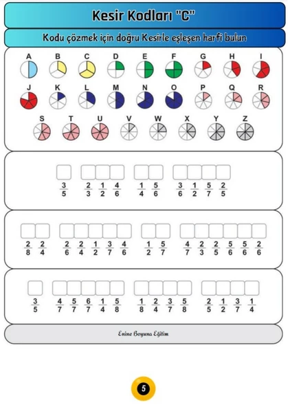 Cırt Cırtlı Kesirleri Öğreten YAZ-SİL Kitabı - 5