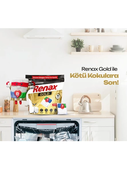 Renax Gold Bulaşık Makinesi Kapsülü Hepsi Bir Arada 60 Lı Tablet - Resim 5