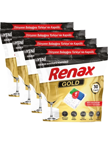 Renax Gold Bulaşık Makinesi Kapsülü Hepsi Bir Arada 120 Li Tablet