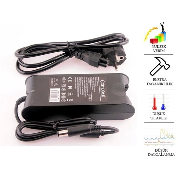 Compaxe 90W 19.5V 4.62A 7.4 - 5.0 İğneli Dell Notebook Adaptörü