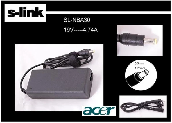 S-link 19V 4.74A 5.5-1.75 Notebook Adaptörü