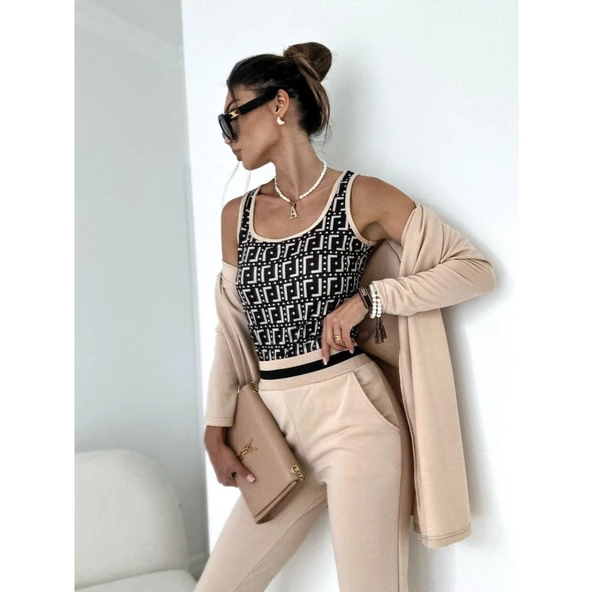 Lucky Life Kadın Uzun Kollu Krep üçlü Takım - Resim 6