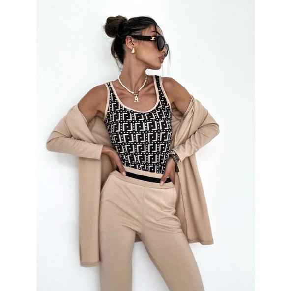 Lucky Life Kadın Uzun Kollu Krep üçlü Takım - Resim 8