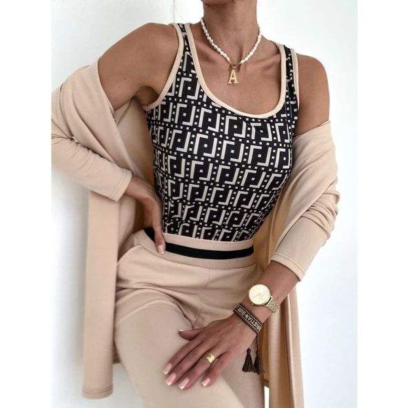 Lucky Life Kadın Uzun Kollu Krep üçlü Takım - Resim 2