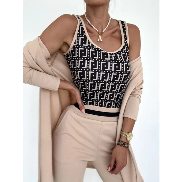 Lucky Life Kadın Uzun Kollu Krep üçlü Takım - Resim 5