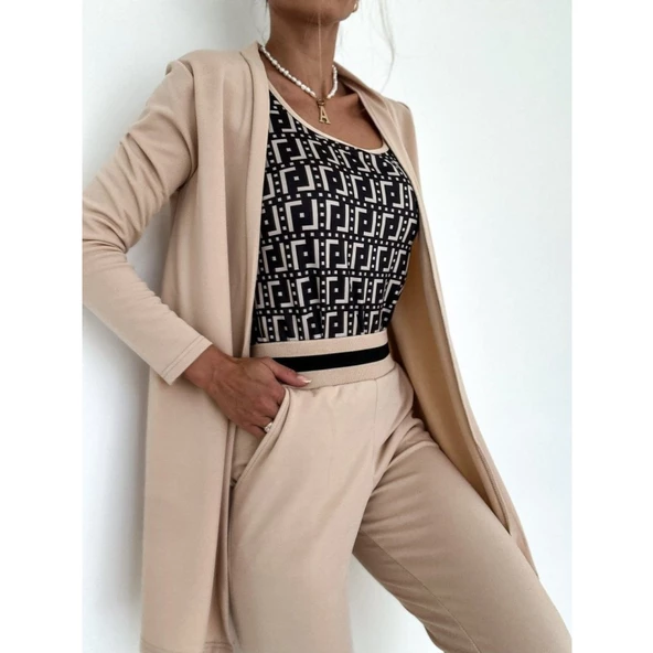 Lucky Life Kadın Uzun Kollu Krep üçlü Takım - Resim 9