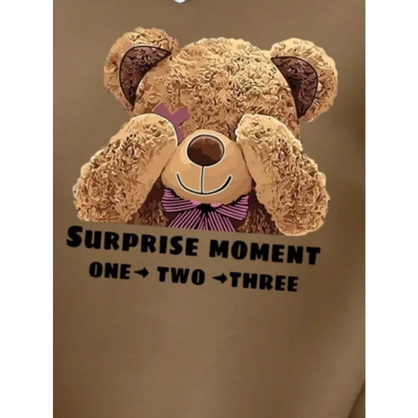 Lucky Life Kadın Uzun Kollu Bisiklet Yaka Ayıcık Desenli Viskon Iki Iplik Bluz - 3