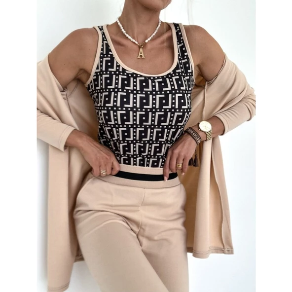 Lucky Life Kadın Uzun Kollu Krep üçlü Takım - Resim 4