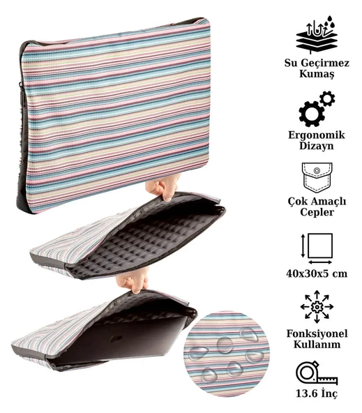 Notebook Laptop Macbook Çantası 13"-13.6" inç - 800-DÜZ Çizgi Desenli - 2