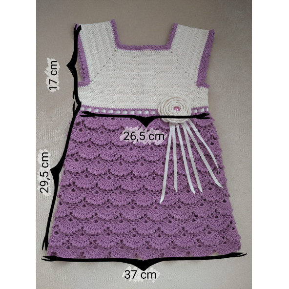 Mor Fesleğen Krem-Mor Kız Çocuk Jile Elbise-1 Yaş - Resim 5