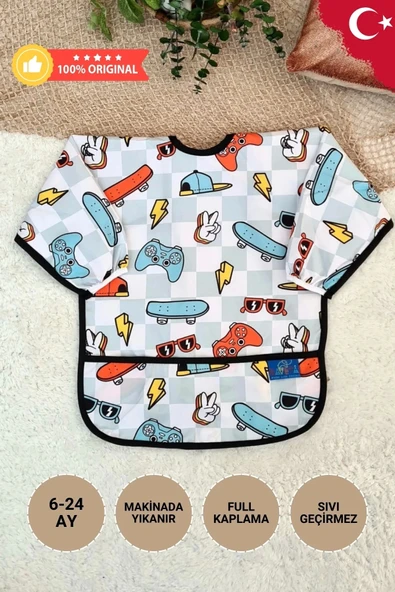 Candar Play Desenli Sıvı Geçirmez Unisex Aktivite Ve Mama Önlüğü 6-24 Ay - 1
