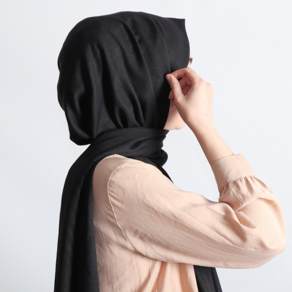 PEMİRA PAMUKLU FLAMLI SİYAH ŞAL - 2