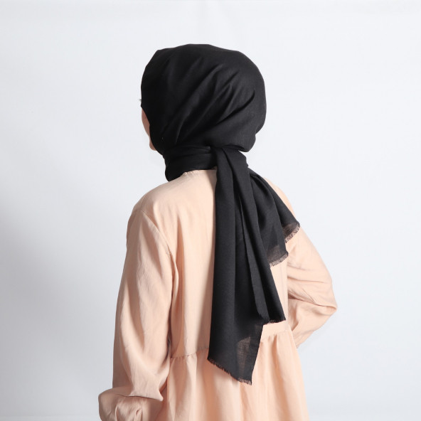 PEMİRA PAMUKLU FLAMLI SİYAH ŞAL - 4