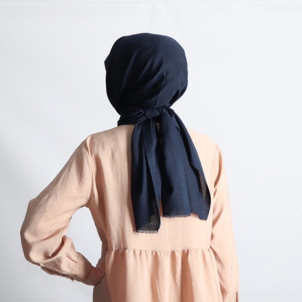 PEMİRA PAMUKLU FLAMLI LACİVERT ŞAL - 2