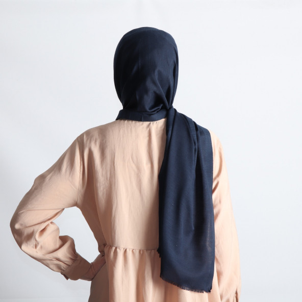 PEMİRA PAMUKLU FLAMLI LACİVERT ŞAL - 3