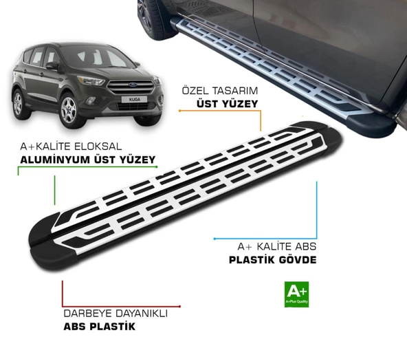 KUGA 2019 2020 2022 2023 2024 2025 ARACA ÖZEL NEVADA SİYAH YAN BASAMAK ürün görseli 1