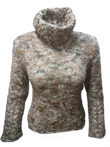 Alegria Kadın El Örgü Tam Balıkçı Kazak St-01549 - Resim 5