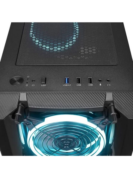 Rampage HACKER Temper Camlı PSU YOK  Siyah 4 RGB Fan & Control Gaming Oyuncu Kasası - 4