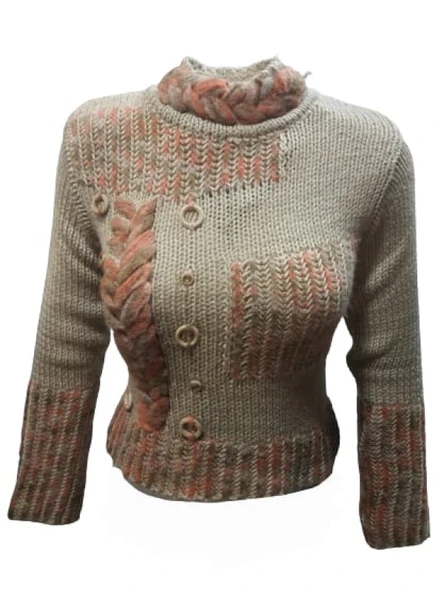 Opss Kadın El Örgü Kazak St-01521 - Resim 5