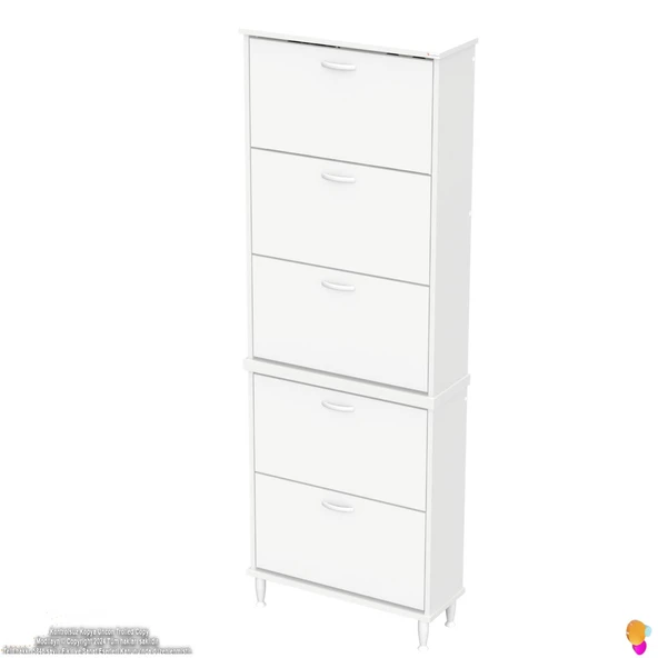 Modilayn VARBİ UMAY' 2 Li Antre Hol 72x 205x 26 cm’ lik 5 Düşer Kapak 10 Göz Raflı Ayakkabılık - Resim 8