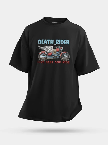 Oversize Death Rider Motosiklet Unisex Tişört