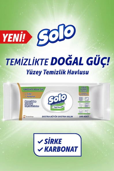 Solo Temizlikte Doğal Güç Beyaz Sabun Ferahlığı Yüzey Temizlik Havlusu 100 Yaprak 3 Adet - 2