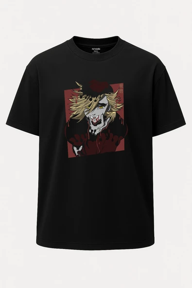 Oversize Doma Douma Demon Slayer Unisex Siyah Tişört