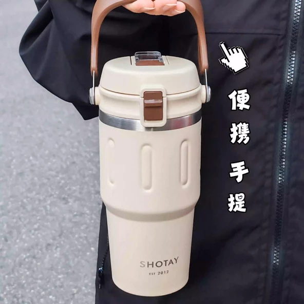 Shotay Termos Bardak Seyahat ve Outdoor 650Ml Krem - 6