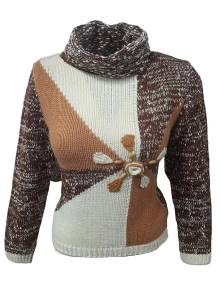 Hemera H00038 Kadın El Örgü Boğazlı Kalın Kazak ürün görseli