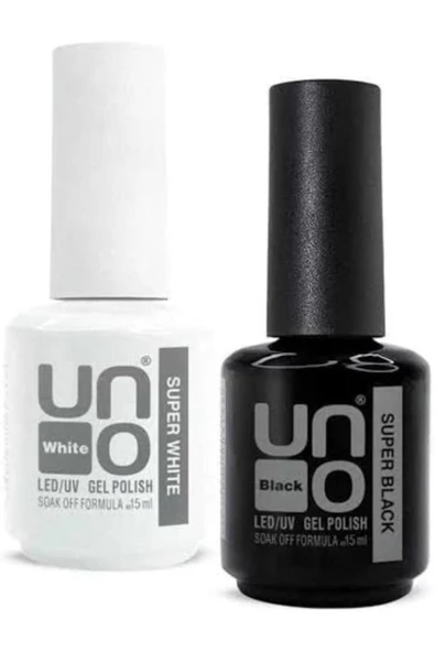 Uno Super White Beyaz 15ml & Super Black Siyah Kalıcı Oje 15 ml