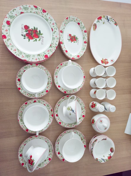 Porselen 6 Kişilik 35 Parça Kahvaltı Takımı Apple Garden - 5