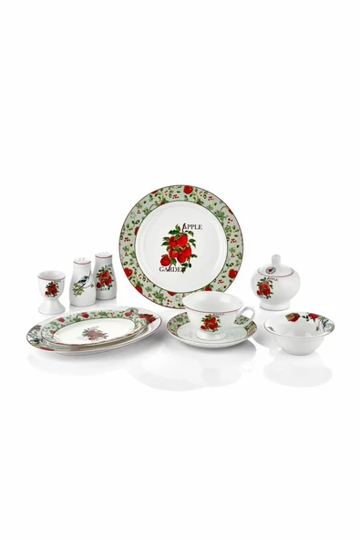 Porselen 6 Kişilik 35 Parça Kahvaltı Takımı Apple Garden - 3