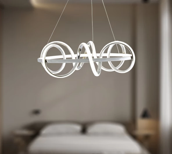 TT Aydınlatma TT314-KR  Büyük Sarmal Modeli Krom Kaplama Led Avize - Resim 3