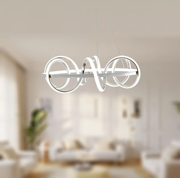 TT Aydınlatma TT314-KR  Büyük Sarmal Modeli Krom Kaplama Led Avize - Resim 2