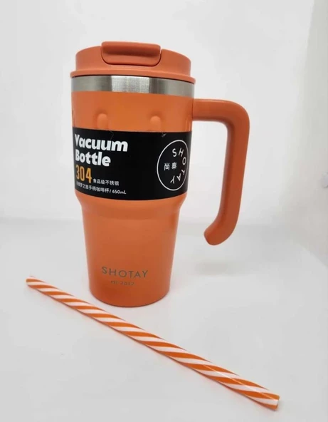 Shotay Termos Bardak Seyahat ve Outdoor 650Ml Turuncu - 2