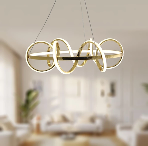 TT Aydınlatma TT314-SR  Büyük Sarmal Modeli Sarı Kaplama Led Avize - Resim 3