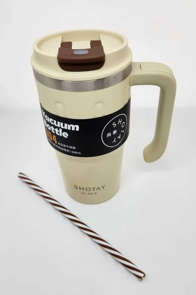 Shotay Termos Bardak Seyahat ve Outdoor 650Ml Krem - 4