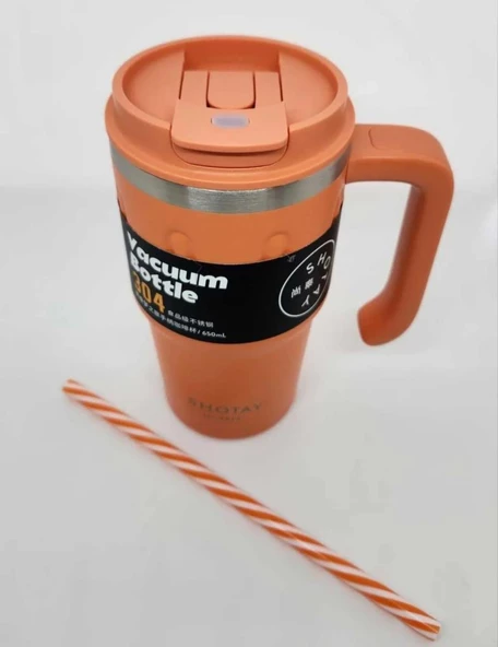 Shotay Termos Bardak Seyahat ve Outdoor 650Ml Turuncu - 4